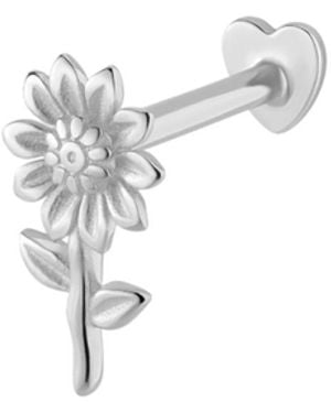 Vanhi 14K Solid Sunflower Flat Back Stud - White
