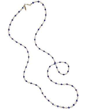 Farra Pearls And Lapis Versatile Long Necklace - Metallic