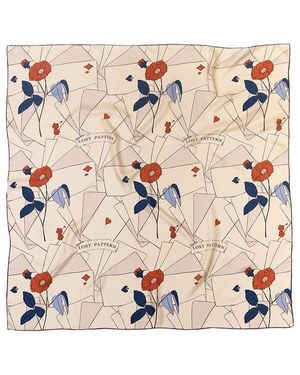 Lost Pattern Neutrals Camellia Large Silk Square Scarf - Natural