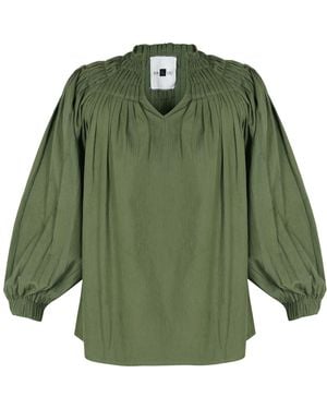 Em & Shi Sage Pleated Top - Green