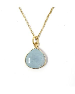 Harfi Vermeil Plated Aquamarine March Birthstone Necklace - Blue