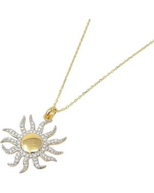 Sophelia Plated Distant Sun Pendant Charm Necklace - Metallic