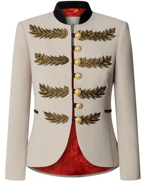 The Extreme Collection Neutrals Embroidered Blazer Renata Love - Metallic