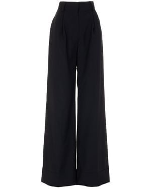 Zamsee Wool Wide Leg Pants - Black