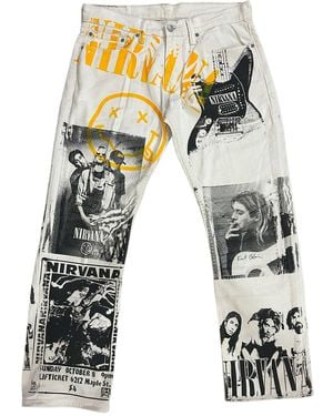 Zasta Studio Frayed Fusion Printed Denim Jeans - Multicolour