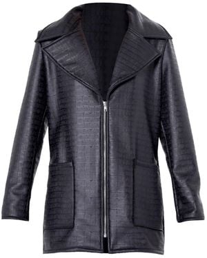 Metamorph Croc-Effect Faux Suede Jacket - Blue