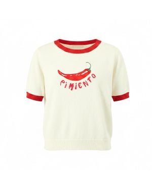 Yumi' Ivory Chilli Cotton Knitted Top - White
