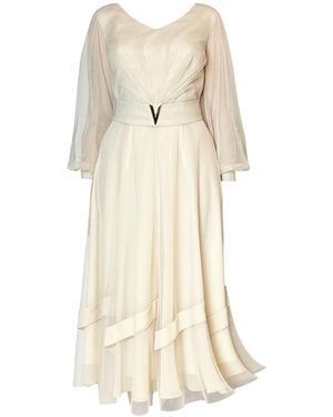 Otthie Neutrals Elegant Cocktail Dress With Tulle - Natural