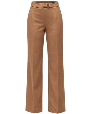 Humans & Land Camel Wool Straight Trousers - Brown