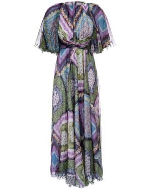 Sofia Tsereteli Short Sleeve Silk Dress - Blue