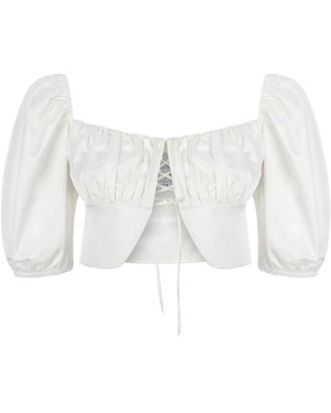 NAZLI CEREN Grace Ruched Top - White