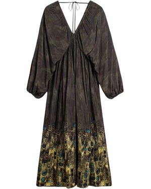 Nocturne Printed Long Sleeve Maxi Dress - Black