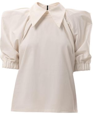 Julia Allert Designer Puff Sleeve Blouse – - Natural