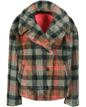 Freaky Nation Cosy Fake Fur Jacket Check - Green