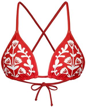Jessie Zhao New York Coral Garden Reversible Triangle Bikini Top - Red