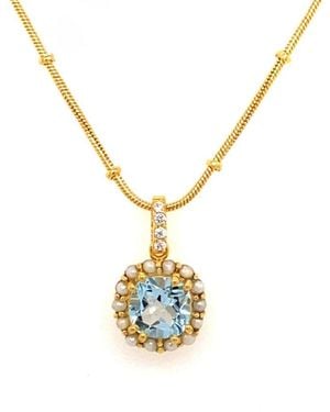 GEM BAZAAR Diana Topaz Pearl Pendant & Chain - Metallic