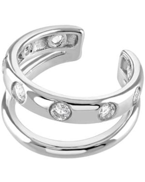 Lucy Quartermaine Art Deco Double Ear Cuff With Topaz - White