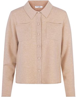 tirillm Neutrals Nadine Short Cardigan With Collar And Pockets, Light Melange - Natural