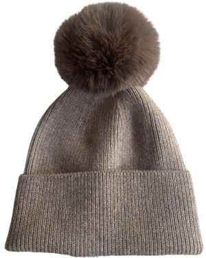 Lula-Ru Neutrals Cashmere Hat - Brown
