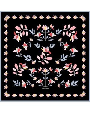 Jessie Zhao New York Double Sided Silk Scarf Midnight Garden - Black