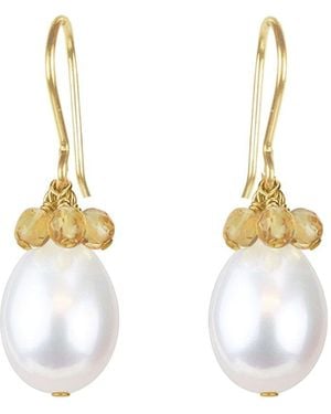 MOUNIR LONDON Pearl & Citrine Cluster Earrings - Metallic