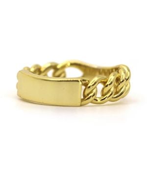 VicStoneNYC Fine Jewelry Modern Chain Solid Signet Ring For - Yellow