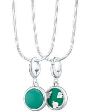 Lily Charmed Sterling Chrysoprase Healing Stone Necklace With Round Snake Chain - Green