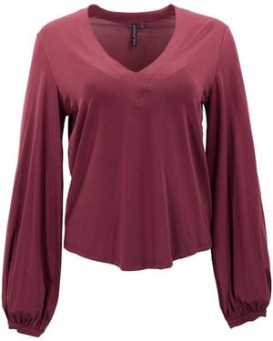 lords of harlech Val Port Lyocell Stretch V-Neck Top - Red
