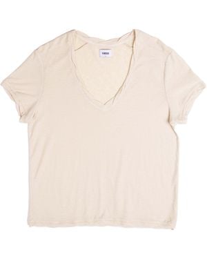 Vænn Neutrals Slub Deep V Tee Honeycomb - Natural