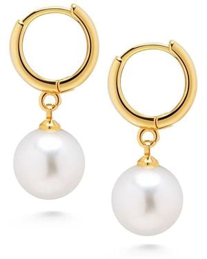 Nialaya Pearl Drop Earrings - Metallic