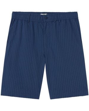 Thinking Mu Seersucker Gasper Bermuda Shorts - Blue