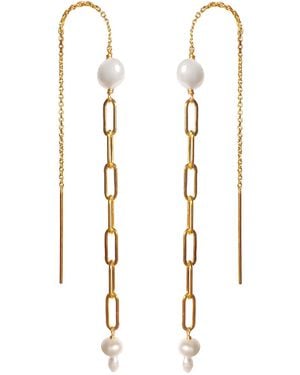 Astor & Orion Mae Paperclip Chain Pearl Threaders On Sterling - Multicolour