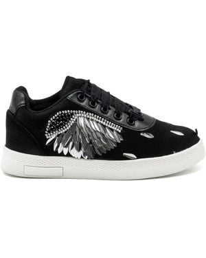 Rettrose Alina Luxury Satin Handmade Embellished Tennis Shoe - Black