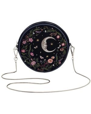 Fable England Chloe Midnight Garden Embroidered Circle Bag - White
