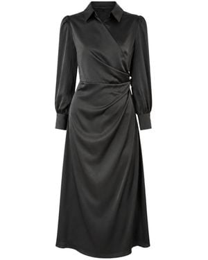 John Abgin Satin Pearl Detail Maxi Dress - Black