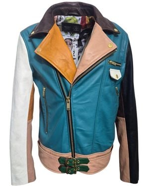 Zasta Studio Artifact Theory Biker Leather Jacket C - Blue