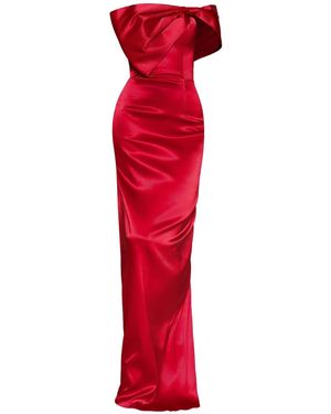 Moda Glam Grace Strapless Statement Bow Gown - Red