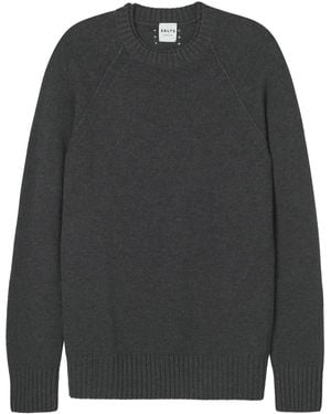 Salts Cashmere Double Neck Trim Crew Neck Jumper - Grey