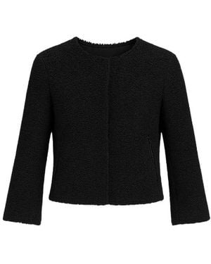Conquista Astrakhan Jacket With Pleather Detail - Black