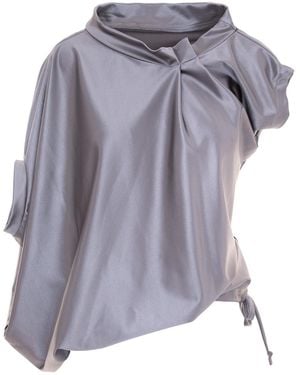 Silvia Serban Asymmetric Oversized Blouse With Pleated Collar - Purple