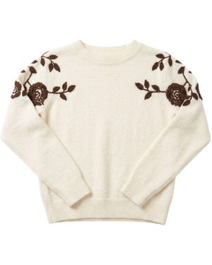 LAtelier London Hand-Embroidered Knit Jumper - Natural