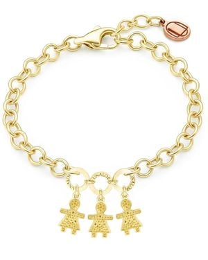 Unaloe Adjustable Plated Ball Bracelet For Mom With Three Girl Charms, Perfect Gift - Metallic