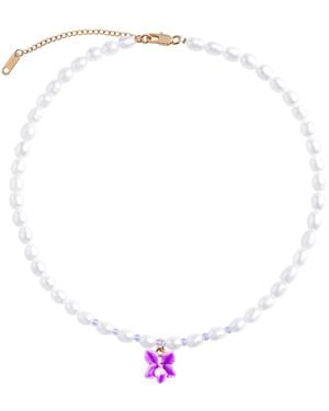My Little Nature Handmade Freshwater Pearls Necklace With Orchid Flower - White