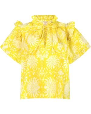 SUNSHINE TIENDA Citron Gilded Palm Gemma Top - Yellow