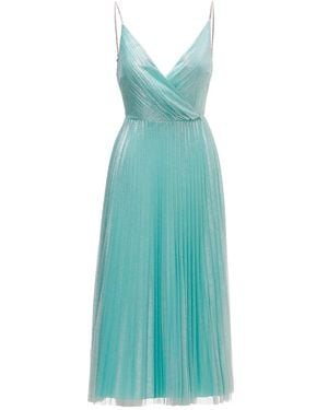 Nissa Pleated Tulle Midi Dress - Blue
