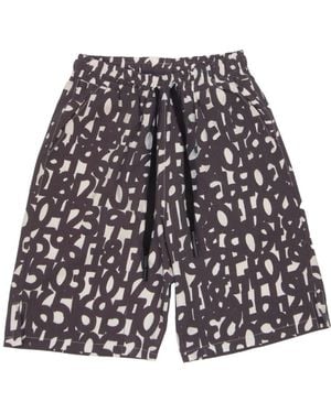 mysimplicated Neutrals Bermuda Shorts Numbers Design - Gray