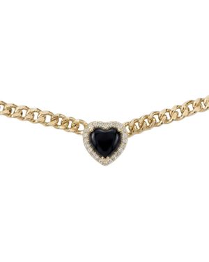 BLOOMTINE | Earth Angel HQ Loves Frequency Mini Plated Onyx Heart Choker Necklace - Metallic