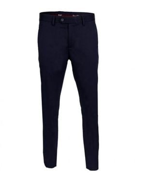 DAVID WEJ Aldo Plain Smart Trousers With Belt Loops – - Blue