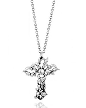 Unaloe Sterling Cross Necklace With Floral Lucia Weave– Elegant Jewellery For - Metallic