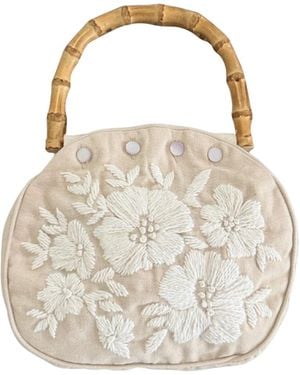 Pick Happy Bermuda Bag Canvas Floral Embroidery - Metallic